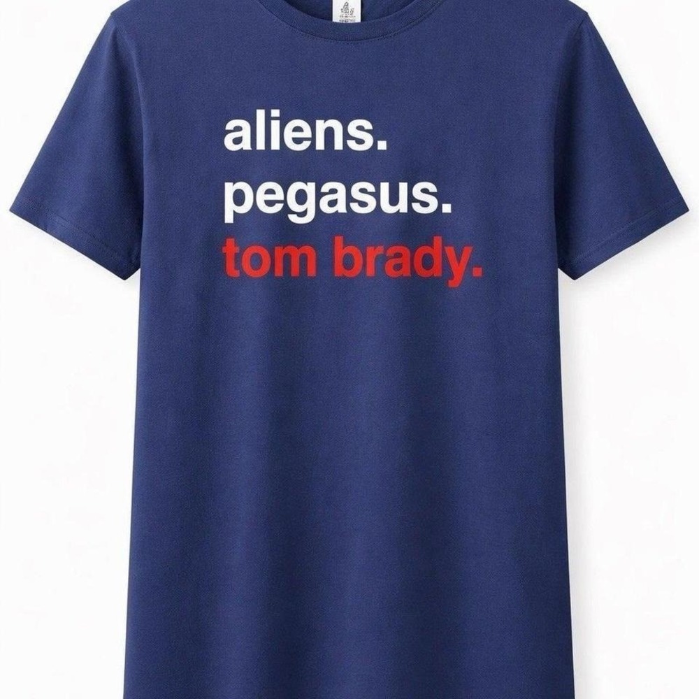 Barstool Sports Tom Brady Aliens Pegasus Graphic T-Shirt Mens XL Blue Cotton